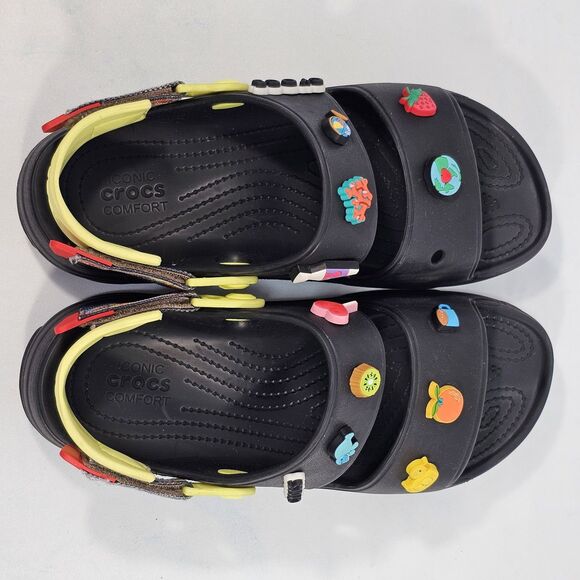 Crocs Classic Allterrain Ikat Sandal Unisex M9 W11 Black Multi Comfort Strap - Picture 7 of 9